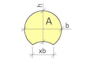 cross-section area of a round log